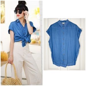 Madewell Central Button Front Shirt Bright Indigo NWT blogger’s favorite